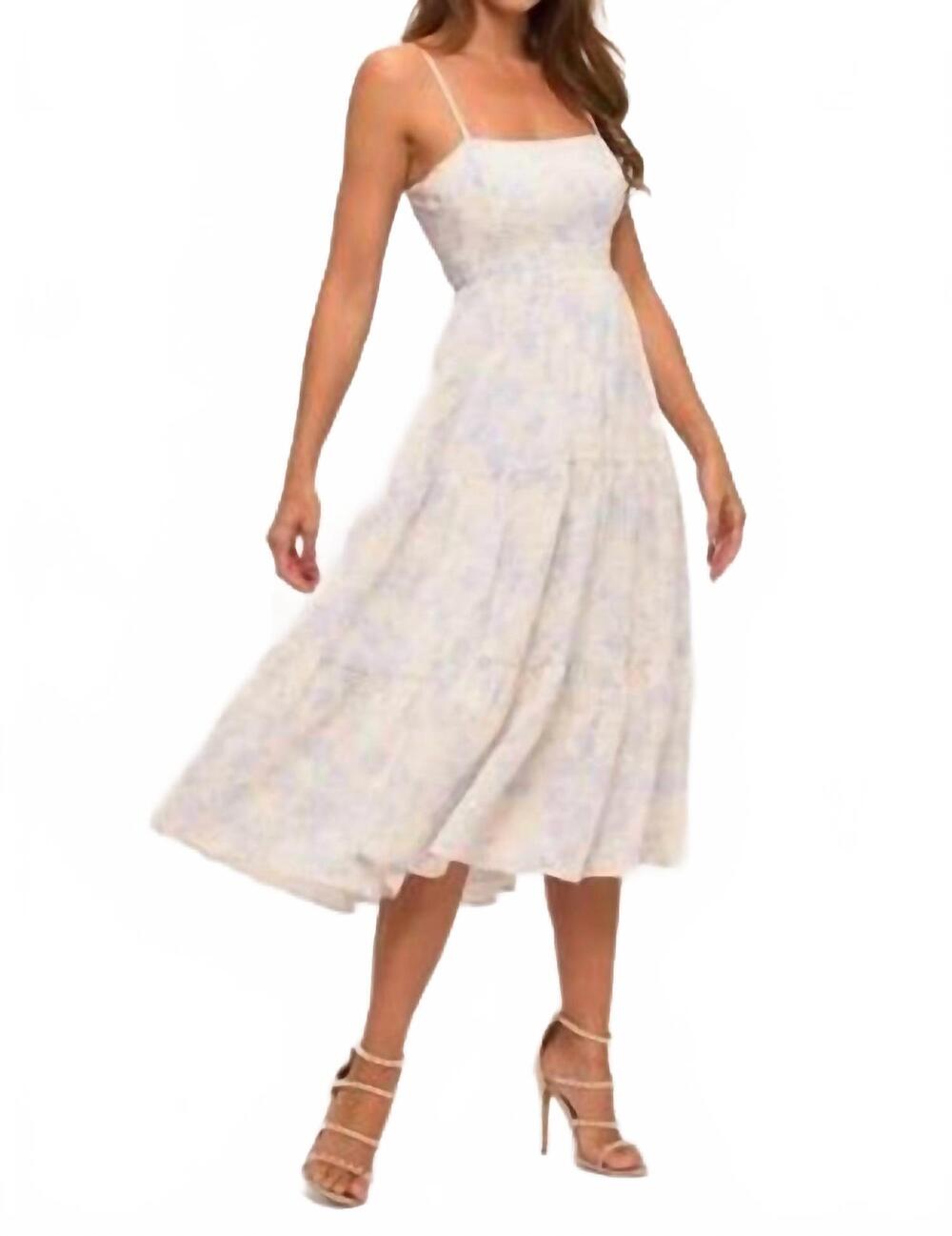 NEW LOVELY DAY floral eyelet back tie fit and flare midi dress in white